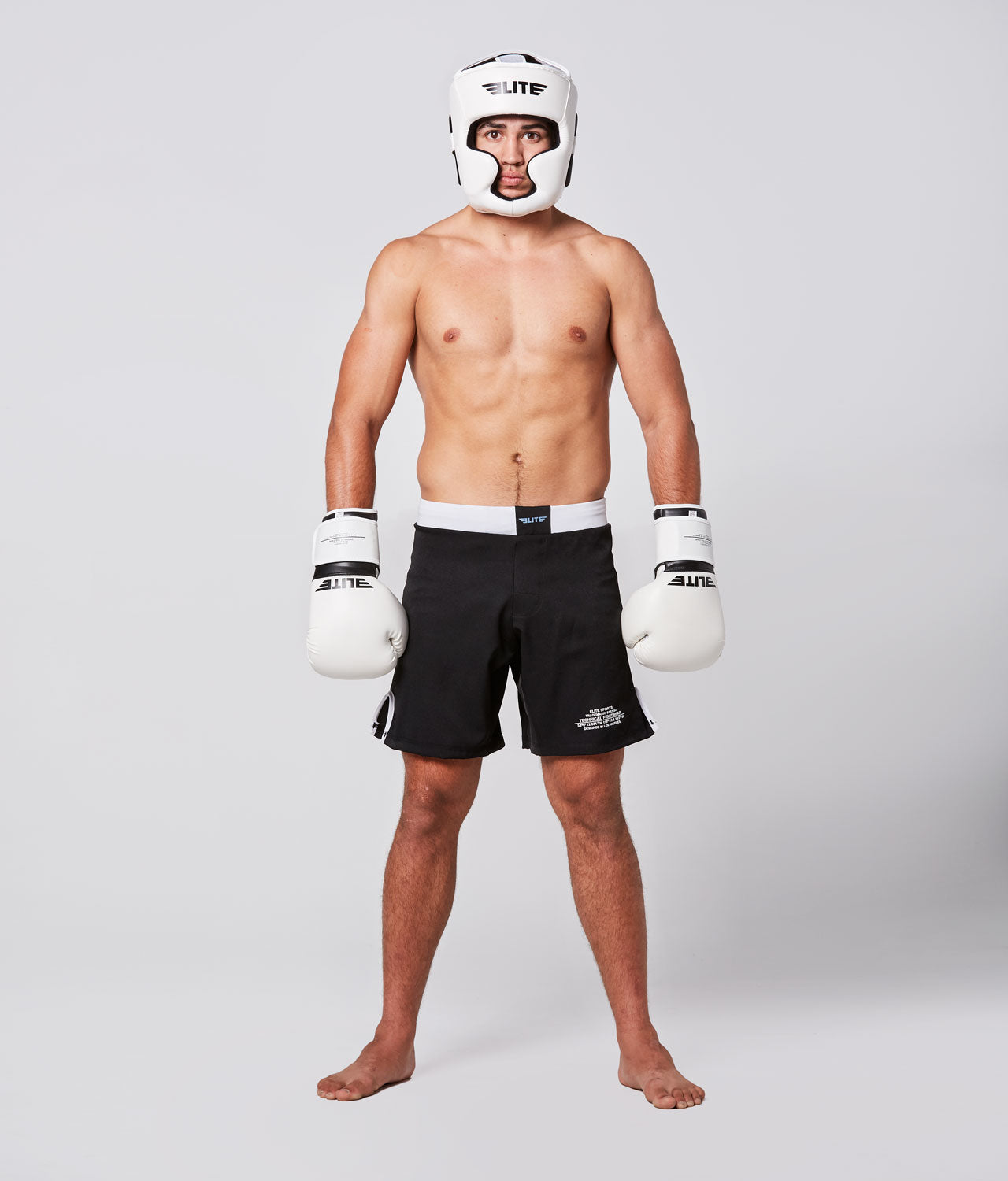 Elite Sports Adults' Essential White MMA Headgear Full Look