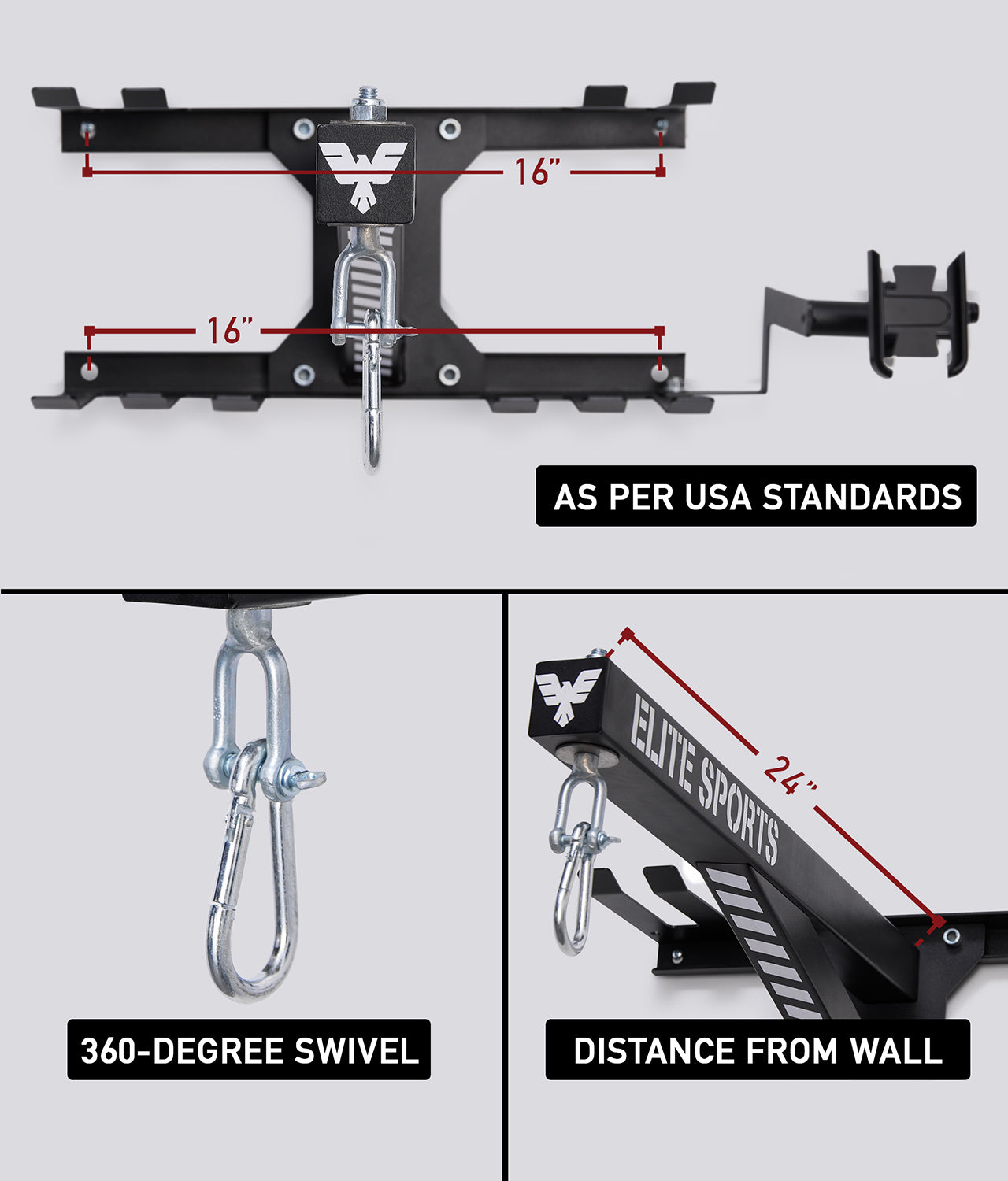 Stainless Steel Black All Heavy Bag Hanger Wall Mount