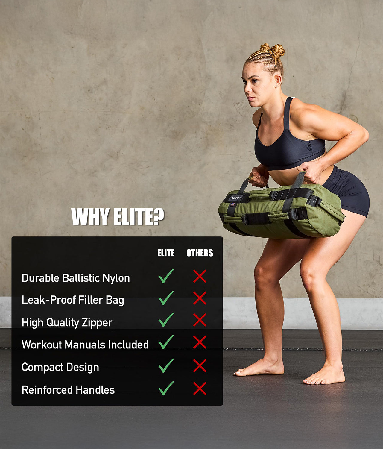 Green Core Duffel Workout Sandbag 50 lbs