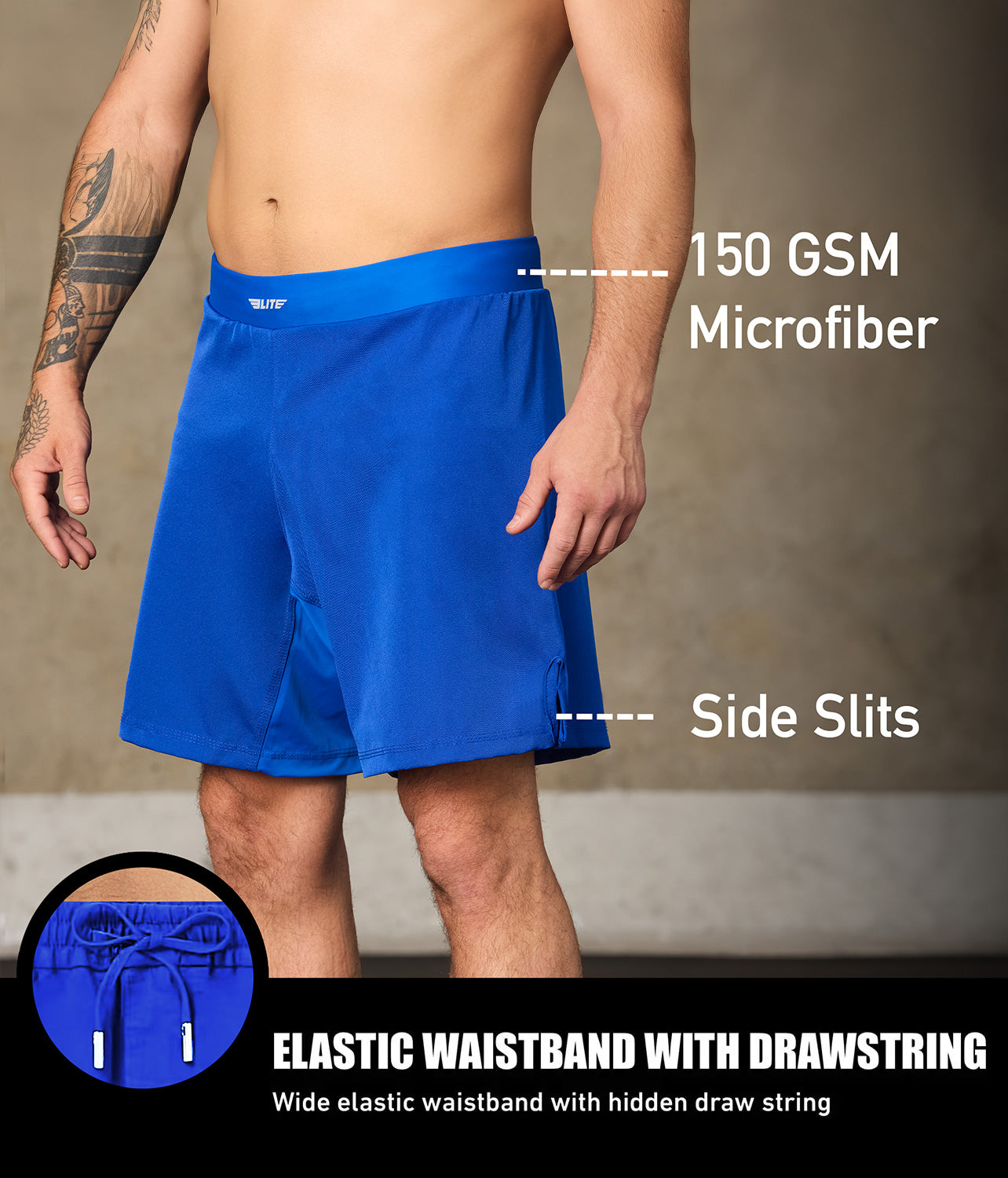 Men's Black Jack Blue Brazilian Jiu Jitsu BJJ No Gi Shorts