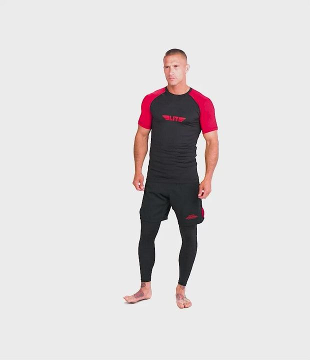 Men's Standard Red Short Sleeve Wrestling Rash Guard Video