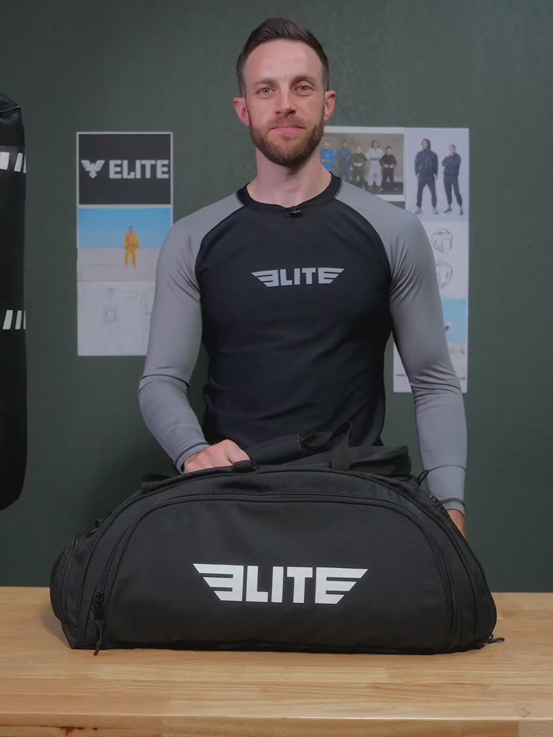 Elite Sports Warrior Series Black Large Duffel Brazilian Jiu Jitsu BJJ Gear Gym Bag Backpack Elite Sports