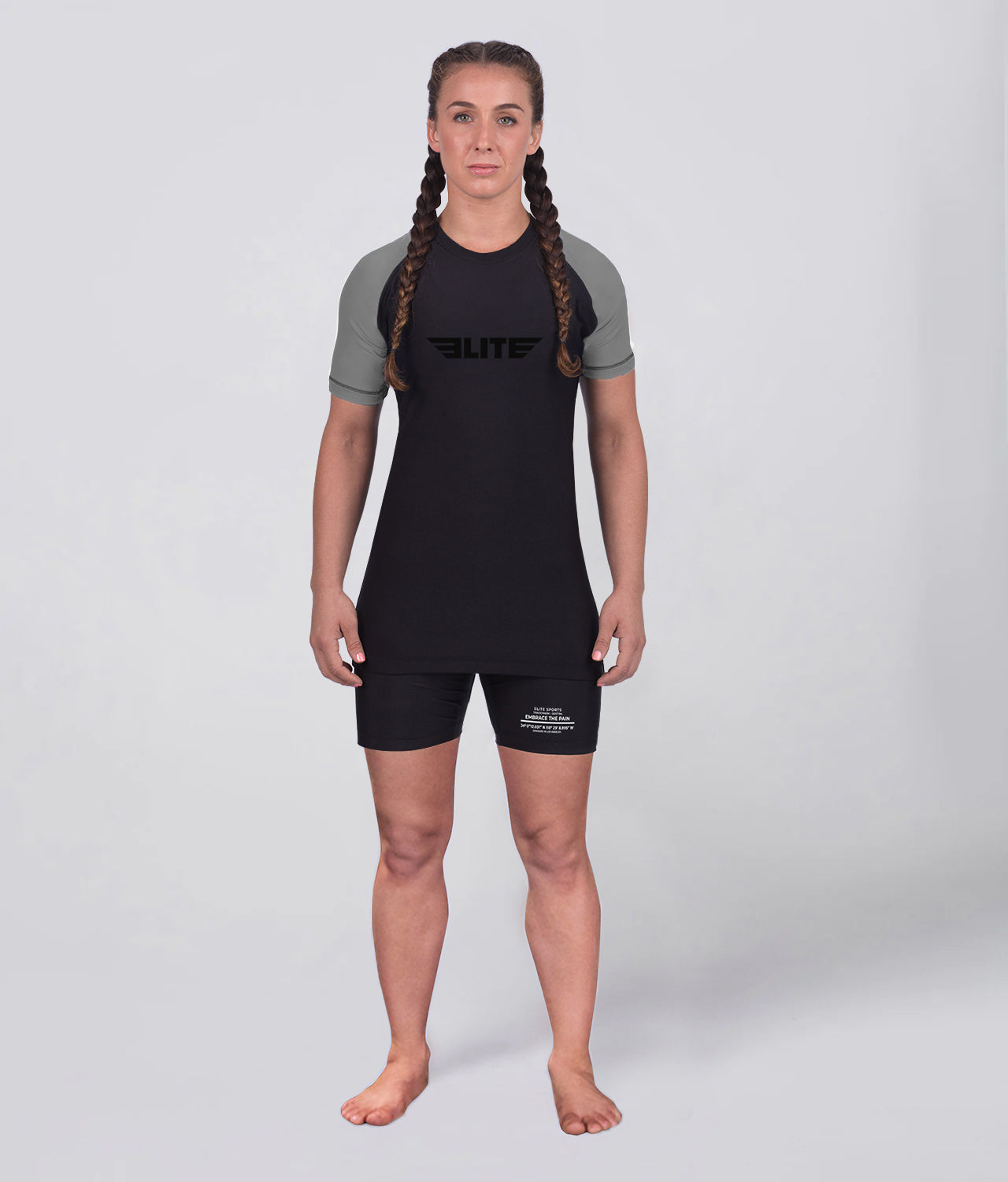 standard gray lighweight short sleeve womens bjj rash guard