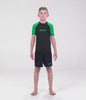 Kids' Standard Green Short Sleeve boxing Rash Guard Video