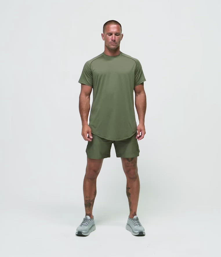 Born Tough Air Pro™ Fitted Tee Military Green Gym Workout Shirt