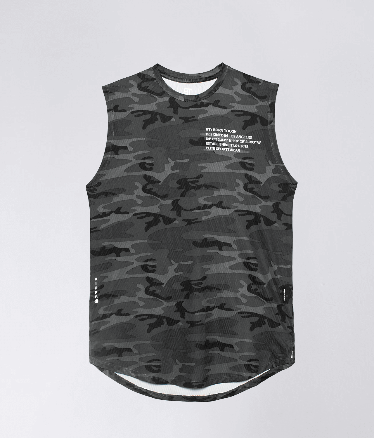 Born Tough Air Pro™ Mesh Fitted Sleeveless White Camo Gym Workout Tee Shirt  For Men