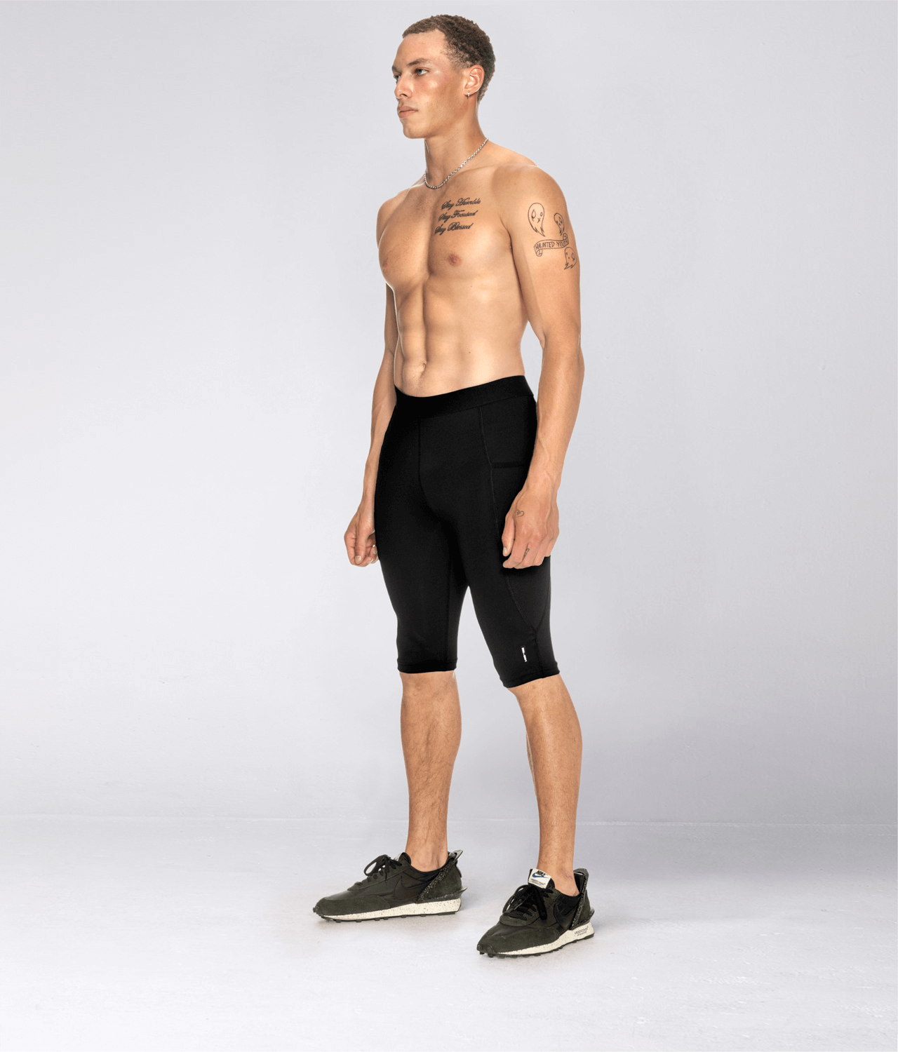 Men's Plain Black Compression Training Spat Pants