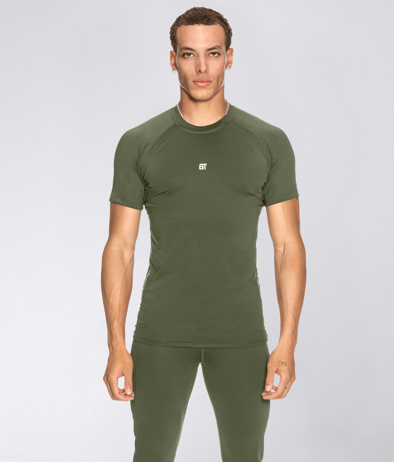 Born Tough Mock Neck Short Sleeve Military Green Gym Workout Compression  Shirt For Men - Elite Sports – Elite Sports