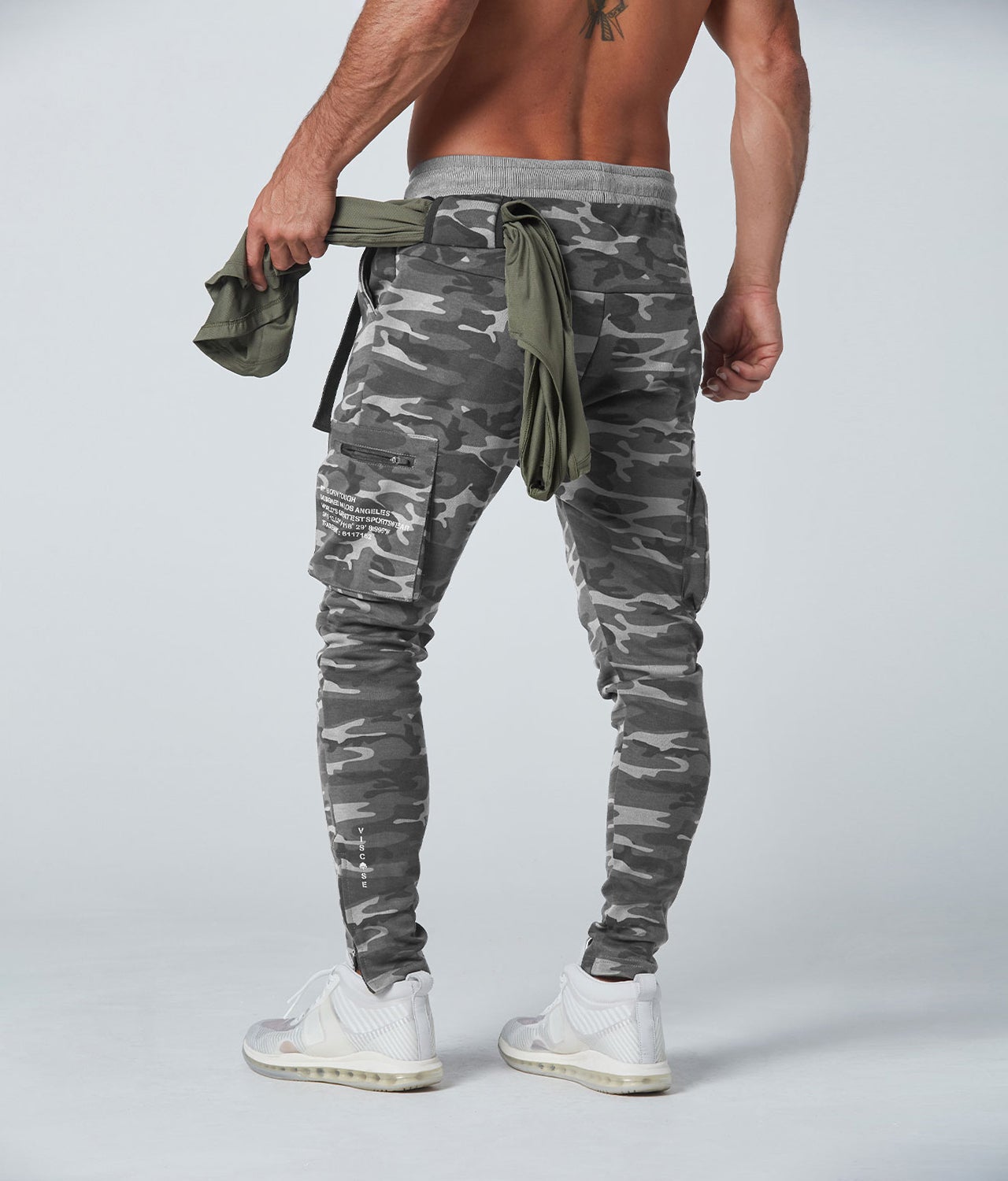 Born Tough Slim Fit Gym Workout Cargo Jogger Pants For Men Grey Camo -  Elite Sports