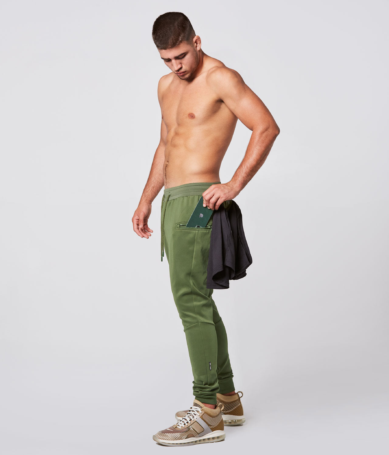 gvdentm Men Pants Mens Workout Pants Nylon Joggers Stretch Casual Travel  Pants Green,M 